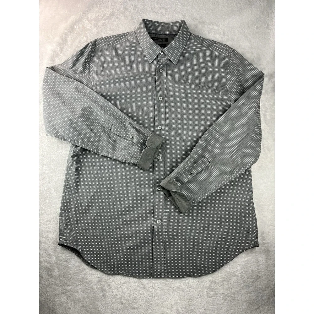 BANANA REPUBLIC Men Shirt Large Button Up CAMDEN Fit Custom 078 Distressed Wash